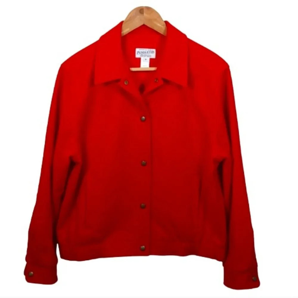 Pendleton 100% Virgin Women's Wool Bomber Jacket in red size Medium